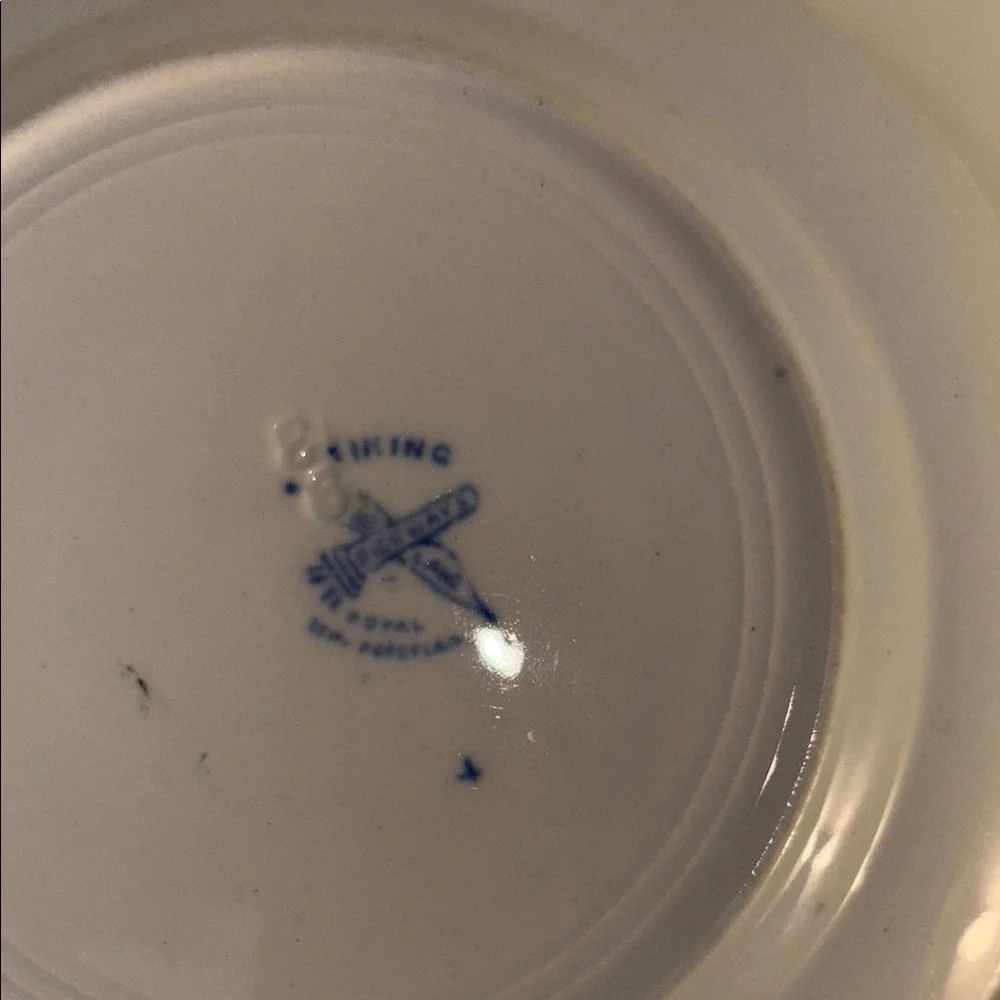 Antique SET OF 2- Royal Copenhagen Viking Blue and White Porcelain small plates
